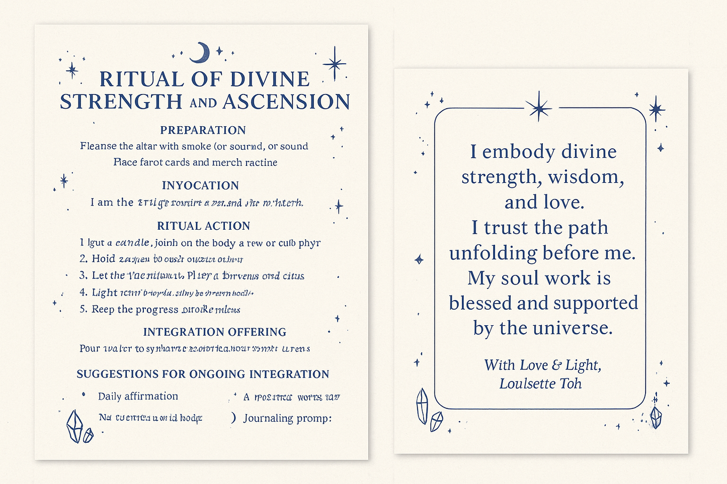 Ritual of Divine Strength Altar card printable Affirmation, Spiritual Decor, Tarot Inspired Ritual Tool